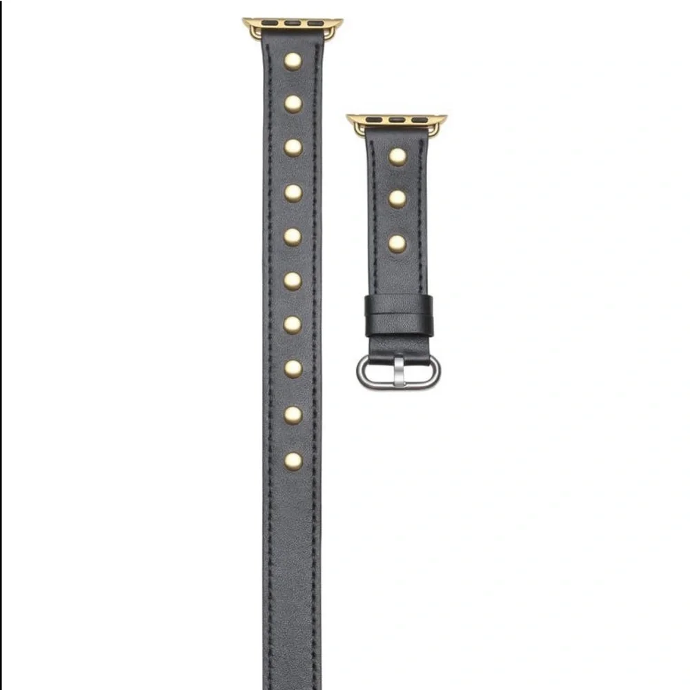 POSH TECH BLACK LEATHER WRAP STRAP FOR APPLE WATCH 42/44mm NWT